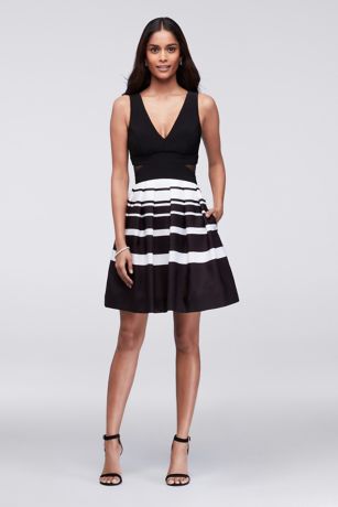 Black and White Stripe Cocktail Dress